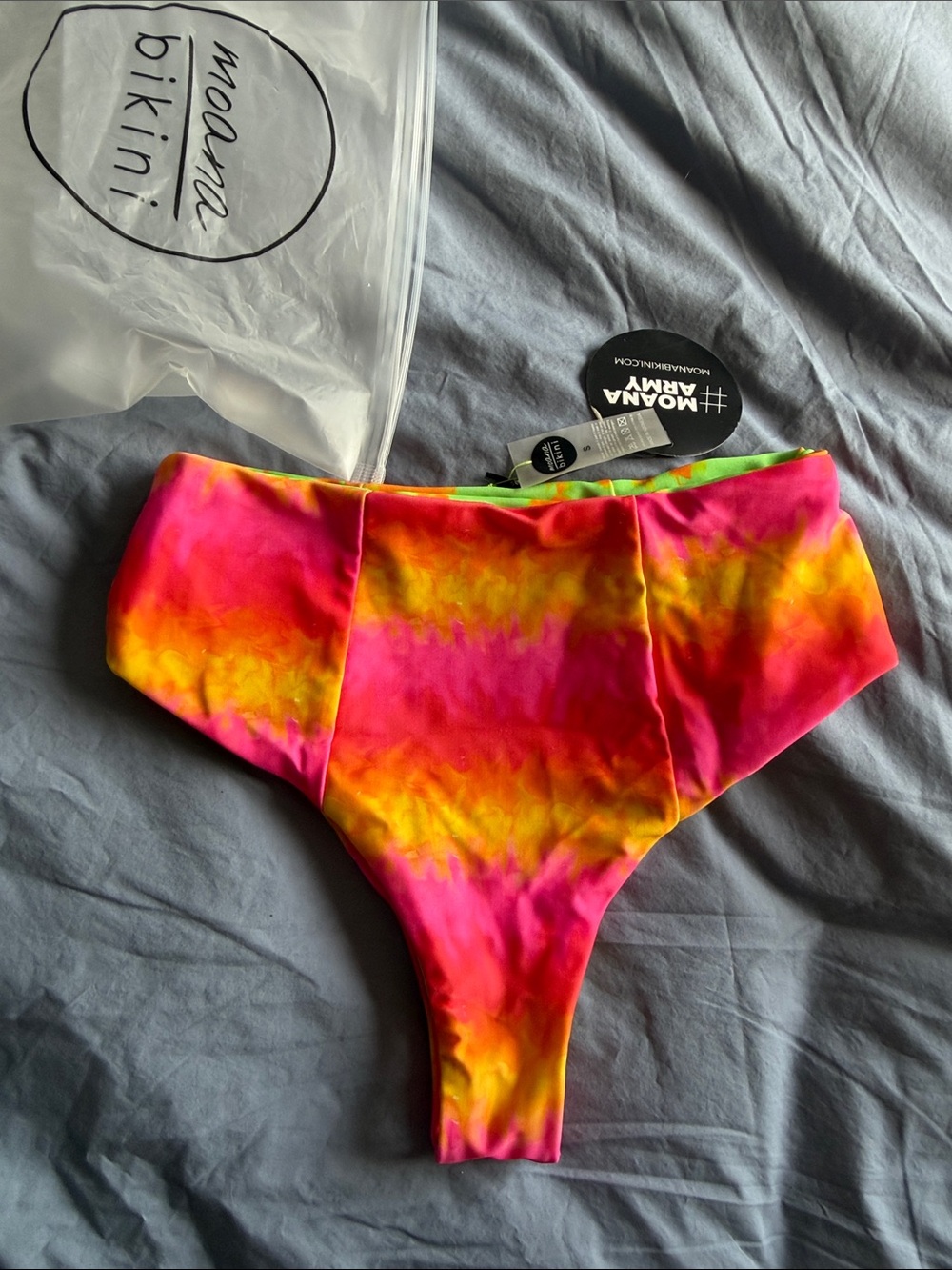 Moana Bikini Tie-Dye Pink & Yellow High-Waist Bikini Bottom
